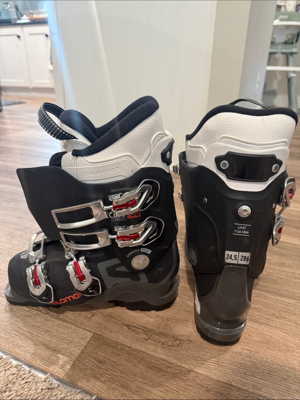 Salomon Black, White and Red Alpine Ski Boots